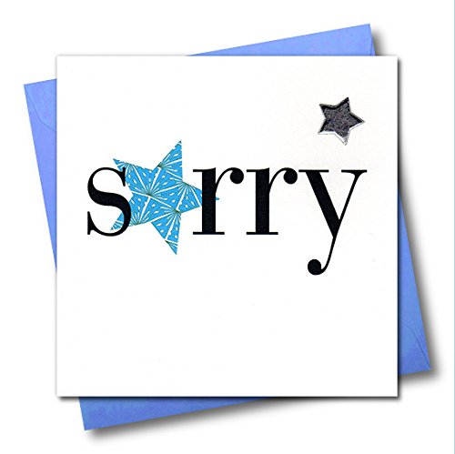 Claire Giles Greeting Cards, Sympathy Card, Blue Star Design Condolence Card, Sorry Card, Thinking of You Card, Embellished with a Padded Star