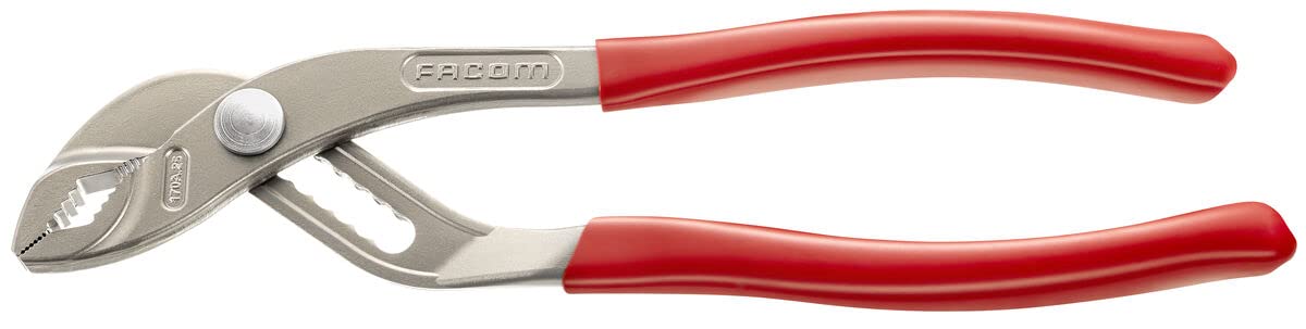 FACOM - Multi-Grip Plier - Standard - Patented - High Precision Design - 8 Adjustment Positions, More Powerful Riveting - Spatulated Branches - PVC Sheathed - 170APB