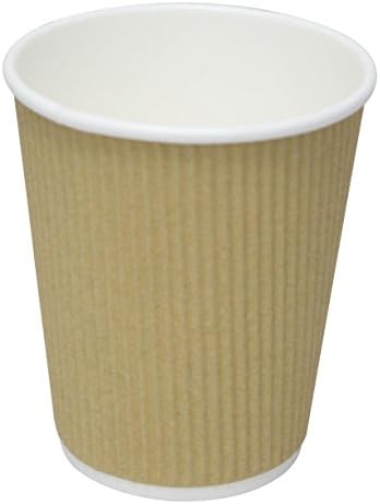QuaCity Insulated Disposable Ripple Hot & Cold Coffee Paper Cups 8 Oz - Perfect for Hot and Cold Beverages - No Sleeves Needed (25 Count, Brown)