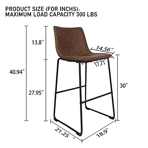 LITARO Bar Stools Set of 2,Counter Height Bar Stools,Tall Stools for Kitchen Island Modern Bar Chairs Upholstered,Light Brown