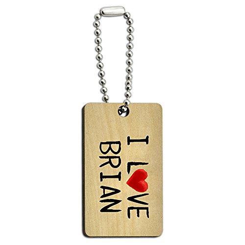 I Love Brian Written on Paper Wood Wooden Rectangle Key Chain