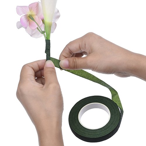 1/2" x 30 Yards Dark Green Floral Tape Artificial Tape Stem Wrap for Bouquet Stem Wrap Floral Arranging Craft Projects Corsages, Wedding Bouquet (9pcs)