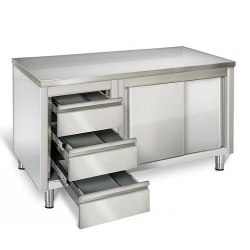 Mua Eq Kitchen Line Stainless Steel Commercial Prep Work Table Sliding Door Storage Cabinet And 3 Drawers On Right 64 L X 28 W X 38 H Tren Amazon Má»¹ Chinh Hang 2020 Fado