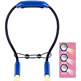Vekkia Neck Book Light - Rechargeable Hug Reading Lights with 9 Brightness, 3 Color Levels, Flexible Soft Rubber Arms, Hands Free for Bookworms, Crafts & Runner(Blue, Buckle Rope Included)