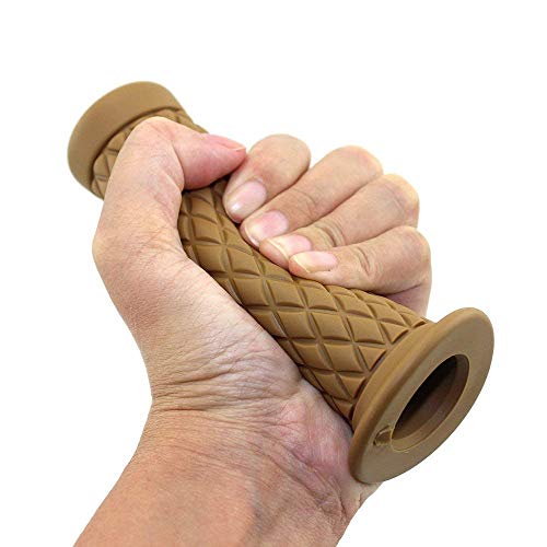 Non Slip Rubber Bar End Thruster Grip Pair/2PCS 7/8" 22mm Motorcycle Comfort Hand Handlebar Grip Thruster Grip for Honda Triumph Yamaha Kawasaki CG125 CB400 (Yellow)