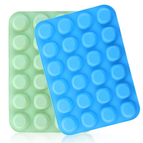 image for Senbowe Silicone Muffin and Cupcake Pans - Set of 2 | Cake Molds |Baki