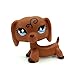 ZAD #640 Rare Littlest Pet Shop Brown Dachshund Dog Puppy Diamond Eyes Animal LPS