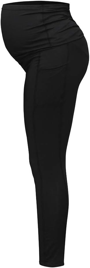 Dsood Women's Maternity Leggings Seamless Yoga Pants Stretch Pregnancy Trousers Fold Over Comfortable Lounge Pants