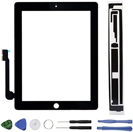 Black Touch Screen Digitizer Replacement Part for iPad 3 with Adhesive and Repair Toolkits by Tongyin