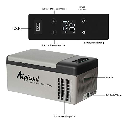 Alpicool C15 Portable Refrigerator 16 Quart(15 Liter) Vehicle, Car, Truck, RV, Boat, Mini fridge freezer for Driving, Travel, Fishing, Outdoor -12/24V DC Alpicool C15 Portable Refrigerator 16 Quart(15 Liter) Vehicle, Car, Truck, RV, Boat, Mini fridge freezer for Driving, Travel, Fishing, Outdoor -12/24V DC