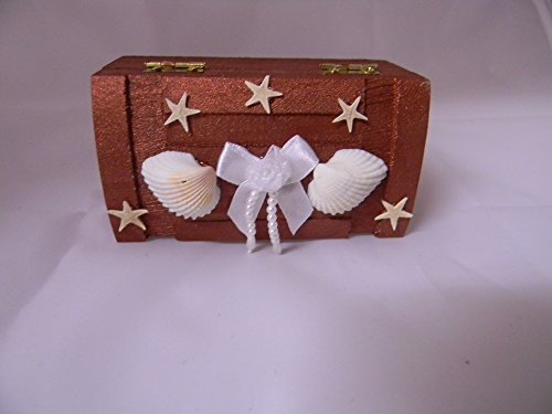 Wedding ceremony Ring bearer Box Hold Rings Beach Seashells Starfish Design