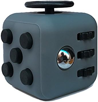 FIDGET CUBE ORIGINAL Relieves Stress And Anxiety Attention 6 Sides TOY (1.5 In x 1.5 In) (Dark gray and Black)
