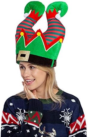 Gorro De Elfo De Navidad Para Niños Y Adultos - Orejas De Tela, Pompon Suave, Colores Rojo Y Verde, Perfecto Para Fiestas Y Fotos