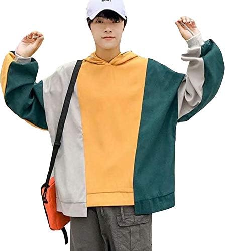 Amazon Aozuo フードパーカー メンズ トレーナー パーカー ハンサム 韓国ファッション 秋 冬 長袖コート トップス 切り替え ラウンドネック 通勤 通学服 トレーナー パーカー 通販