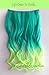 X&Y ANGEL -New Two Tone One Piece Long Curl/curly/wavy Synthetic Thick Hair Extension Clip-on Hairpieces 26 Colors (dark turquoise to light turquoise)