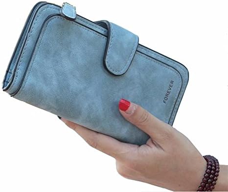 Women Wallet PU Matte Leather Large Capacity Long Wallet Card Organizer Ladies Purse