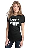 BEER JEEP Ladies' T-shirt / Funny Off roading Truck Partying Drinking Tee-Black-Small