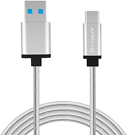 USB-C Cable, Airecho 5Gbps USB C to USB C 3.1 Gen 1 Nylon Braided Fast Sync Charging Cord for MacBook Pro, Chromebook Pixel, Samsung Galaxy S8 S8 (9.9FT/3M, CA Sliver)