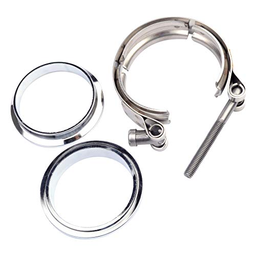 ESPEEDER 2.5" Inch 304 Stainless Steel V Band Clamp with Mild Steel Male Female Flanges Kit for Turbo Downpipes Exhaust Systems - Thumbnail 6