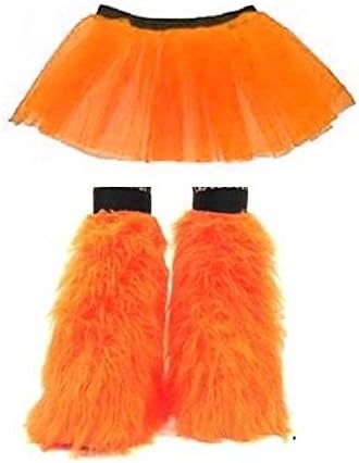 Orange Neonfluffy Furry Uv Skirt Covers Party Rave Clubwear Halloween Dance Christmas