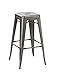 BTExpert Solid Steel Stacking Industrial Distressed Rustic Metal Tabouret Dining Room Modern Steel Barstool, 30