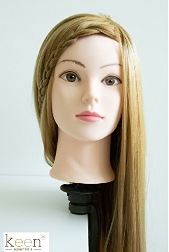 CELINE 20" Long Cosmetology Mannequin Manikin Head 100% Synthetic Hair (Golden Hair) with Free Clamp, Perfect for All Hairdressing Styling Practice Training Display Doll Head Beauty Schools