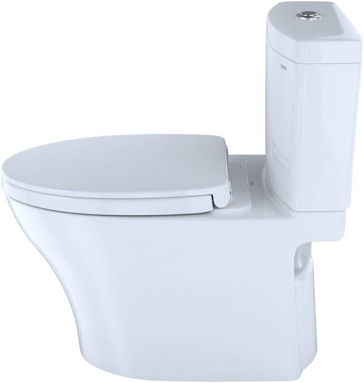 TOTO CST446CUMG#01 Aquia IV 1G Elongated Dual Flush 1.0 and 0.8 GPF Skirted CEFIONTECT two-piece-toilets, Cotton White - - 