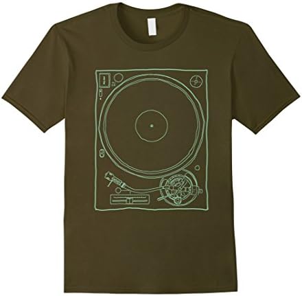 Men's Record Player Vinyl Audio Music Turntable Album T-Shirt 2XL Olive