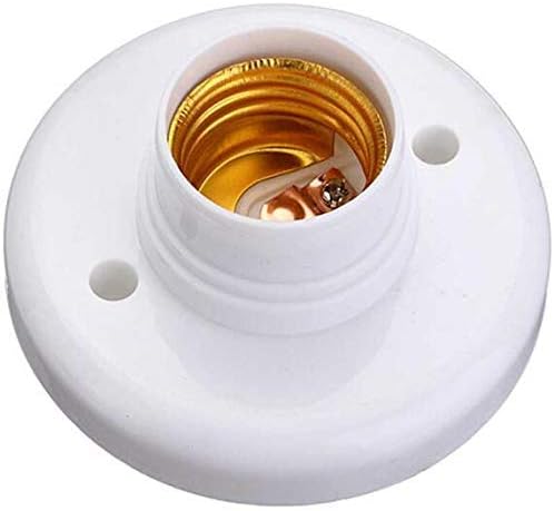 MTSZZF E27 Round Plastic Base Screw Light Bulb Lamp Socket Holder White