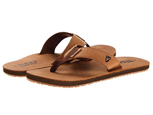 Reef Mens Sandals Leather Smoothy | Classic Leather Strap Flip Flops for Men With Soft Cushion Footbed | Waterproof