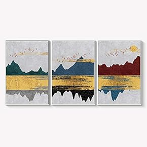 Framed Canvas Wall Art for Living Room, Bedroom Abstract Landscape Dream Place Canvas Prints for Home Decoration Ready to Hanging - 16"x24"x3 Panels
