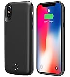 iPhone X Battery Case, Rhidon 5000mah Extended Battery Charger Case Rechargeable Power Bank Battery Charging Case for iPhone X, Full Protection (Black)