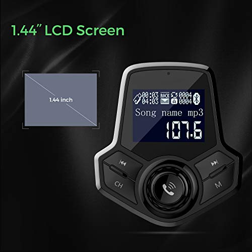 AUTOLOVER Bluetooth FM Transmitter, HY91 Wireless in-Car Bluetooth Car FM Transmitter 1.44 inch Display Supports USB Flash Drive, TF Card, and Daul USB Quick Charger for All Smartphones Audio Players - Thumbnail 6
