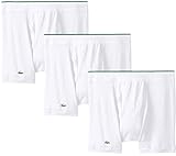 Lacoste Men's 3-Pack Essentials Cotton Boxer Brief, White, Large
