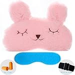 ZHICHEN Silk Eye Mask with Lovely 3D Cute Rabbit or Koala Face Soft Eye Bags Adjustable Sleeping Blindfold for Kids Girls Adult for Yoga Traveling Sleeping Party [Inclulding Ice Bag]