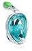 PRODIGY Full Face Snorkel Mask Adult Kids – 180° Panoramic Snorkeling Masks Gear for Adults and Youth - Easy Breathing SWIMTECH Dry Top Set, Anti-Leak&Anti-Fog– White/Green, No Mount–S/M