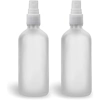 Glass Spray Bottles for Essential Oils, 3.4oz Small Fine Mist Spray Bottle, Frosted Clear, Empty, 2 Pack