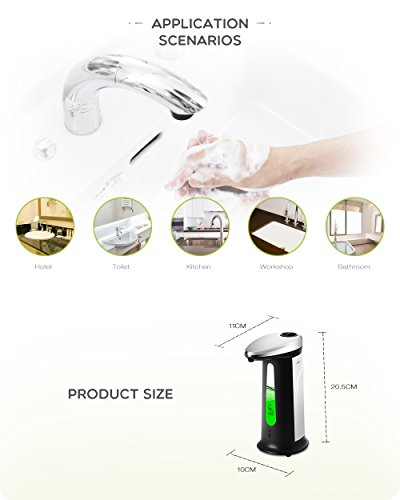 BISOZER Soap Dispenser, Touchless Stainless Steel Automatic Soap Dispenser, IR Infrared Motion Sensor Liquid Dish Sanitizer Dispenser, Water Resistant Hand Free Dish Soap Kitchen Bathroom - Thumbnail 6