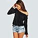 Sunward Sexy Womens Off-shoulder Strapless Long Sleeve Shirt Casual Blouse Tops (XL, Black)