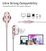 Wired in-Ear Headphone Noise Cancelling Earbuds Stereo Heave Bass Earphones with Micphone Mic Earphones, Crystal Clear Sound Earbuds, Phone Control Compatible with Android, MP3, MP4(Rose Gold)