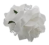 Silk Rose Flower Hair Claw Bridal Wedding (White)