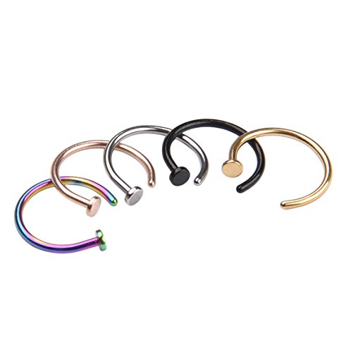 Milakoo 5pcs 18-22g stainless steel piercing nose rings…