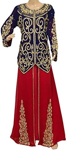 Dubai Kaftan Dress Moroccan Caftan Maxi Gown Party wear Wedding Women's Dress Dark Red