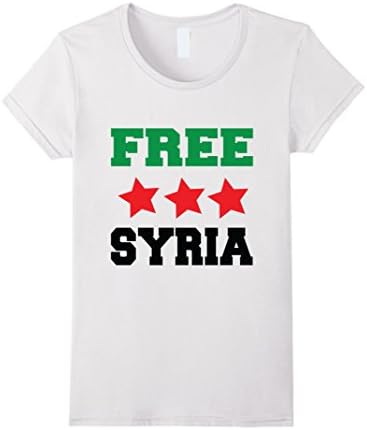 Women's Free Syria Flag Support Advocate T-Shirt Large White