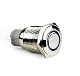 Splash Resistant 16mm Power Push Button ON/OFF Latching Switch w/ 12V Blue LED Angel Eye Head 3A from U.S. Solid
