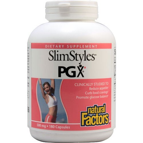 Natural Factors - SlimStyles PGX 500mg, Helps Promote a Feeling of Fullness, 180 Capsules
