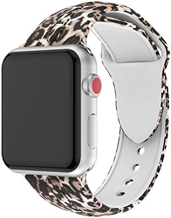 Usitek Sport Band Compatible with Apple Watch 44mm/42mm 40mm/38mm, Soft Silicone Sport Strap Replacement Floral Printed Bands Compatible for iWatch Apple Watch Series 4/3/2/1 S/M M/L