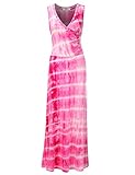 NINEXIS Women's Sleeveless Tie-Dye Crossover Maxi & Basic Solid Dress (S-3XL)