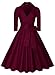Miusol Women's Deep-V Neck Classical Bow Belt Vintage Casual Swing Dress (XX-Large, Wine)