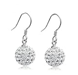 Gintan 925 Sterling Silver Crystal Ball Drop Earrings, (10 25mm)